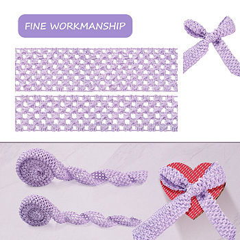 2 Rolls 2 Sizes Polyester Elastic Ribbon, for Hair Band Making, Lilac, 1roll/style
