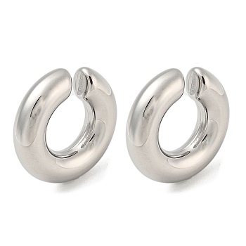 304 Stainless Steel Cuff Earrings, C-Shaped Jewelry for Women, Stainless Steel Color, 30x8mm