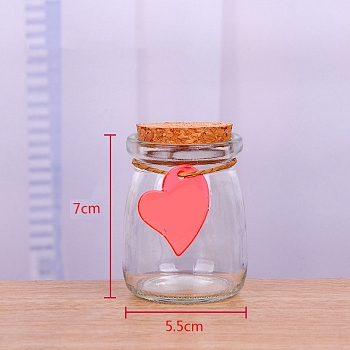 Glass Pudding Containers with Cork Lid, Wishing Bottles Glass Favor Jars, Clear, 5.5x7cm, Capacity: 100ml(3.38fl. oz)