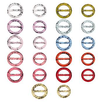 22pcs 22 Colors Resin Buckles Sets, for Webbing, Strapping Bags, Garment Accessories, Flat Round, Mixed Color, 35.5~42x4~4.4mm, 1pc/color