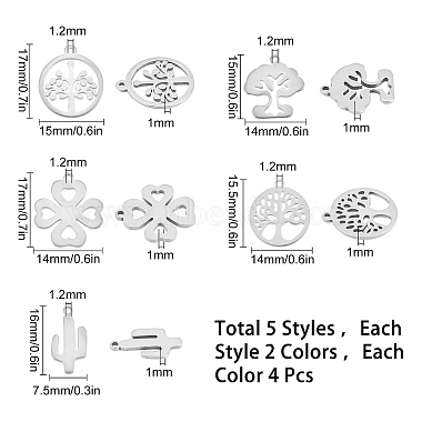SUNNYCLUE 40Pcs 5 Style 304 Stainless Steel Charms(STAS-SC0003-48)-2