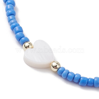 5Pcs 5 Colors Natural Shell Heart & Seed Braided Bead Bracelets Set(BJEW-JB10039-01)-4