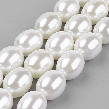 16mm WhiteSmoke Oval Shell Pearl Beads