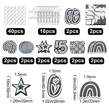 Sunnyclue bricolage kits de fabrication de boucles d'oreilles pendantes noir et blanc(DIY-SC0016-78)-2