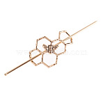 Alloy Hair Sticks, Hair Bun Cages, Hair Clips, Hair Pins, Honeycomb with Bees, Antique Golden, 57x36x4mm(OHAR-PW0001-376AG)