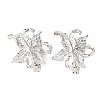 Brass Fold Over Magnetic Clasps, Leaf, Platinum, 18x20x10mm, Hole: 4mm(KK-C2917-N)