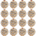 20Pcs Alloy Rhinestone Beads, Round, Golden, 8x8mm, Hole: 1.5mm(FIND-PA0001-21)