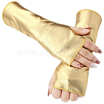 PU Leather Fingerless Gloves, Metallic Gloves for Lady Girls Costume Cosplay, Gold, 230x100x0.8mm(AJEW-WH20018-116D)