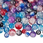 150Pcs 5 Styles Baking Paint Crackle Glass Bead Strands, Round, Mixed Color, 30pcs/style(CCG-SZ0001-07)