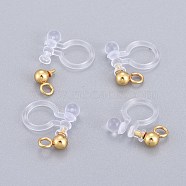 304 Stainless Steel Clip-on Earring Component, with Plastic, Real 18k Gold Plated, 11x11x3mm, Hole: 1.6mm(STAS-L238-081G)