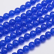 Natural & Dyed Malaysia Jade Bead Strands, Round, Blue, 10mm, Hole: 1.0mm, about 38pcs/strand, 15 inch(G-A146-10mm-A21)