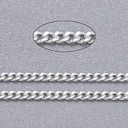 Brass Twisted Chains, Curb Chains, Diamond Cut, Soldered, Faceted, with Spool, Cadmium Free & Lead Free, Silver Color Plated, 1.5x1x0.35mm, about 301.83 Feet(92m)/roll(CHC-S109-S)