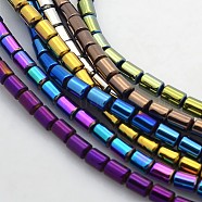 Electroplate Non-magnetic Synthetic Hematite Beads Strands, Column, Mixed Color, 5x4mm, Hole: 1mm, about 75pcs/strand, 15.7 inch(G-J210A-M)
