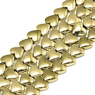 Electroplate Non-magnetic Synthetic Hematite Beads Strands, Heart, Real 18K Gold Plated, 5x6x2.5mm, Hole: 0.5mm, about 73~74pcs/strand, 15.75 inch(40cm)(G-S352-55)