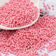 Baking Paint Glass Seed Beads, Cylinder, Light Coral, 2x1.5mm, Hole: 1mm, about 50398pcs/pound(SEED-S042-05B-86)