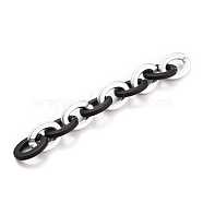 Handmade Opaque Spray Painted Acrylic Cable Chains, Black & Silver, 24x18x4mm, about 39.37 inch(1m)/strand(AJEW-JB00802)