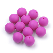 Food Grade Eco-Friendly Silicone Beads, Round, Camellia, 14~15mm, Hole: 2mm(SIL-R008C-05)