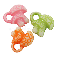 Colorful Acrylic Charms, Craft Style, Mixed Color, Mushroom, about 13mm wide, 12mm long, hole: 3mm(X-Y0ZSB011-1)