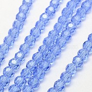 Glass Beads Strands, Faceted(32 Facets), Round, Light Sky Blue, 6mm, Hole: 1.2mm, about 88~91pcs/strand, 19.49 inch~20.08 inch(49.5~51cm)(EGLA-J042-6mm-05)