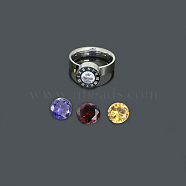 304 Stainless Steel Finger Rings, with 4-Color Rhinestones, Stainless Steel Color, Size 8, 18mm(RJEW-G081-57P-18mm)