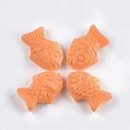 Resin Decoden Cabochons, Fish Biscuits, Imitation Food, Coral, 19x14x6.5mm(X-CRES-T011-04)