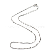 304 Stainless Steel Box Chain Necklaces, with Lobster Claw Clasps, Stainless Steel Color, 16.92 inch(43cm), 2mm(STAS-G244-80A-P)