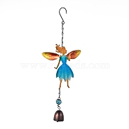 Fairy Wind Chimes, with Bell, Glass and Iron Findings, for Home, Party, Festival Decor, Garden, Yard Decoration, Deep Sky Blue, 380x120mm(DJEW-PW0002-26D)