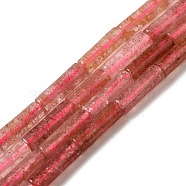 Natural Strawberry Quartz  Beads Strands, Column, 13.5~14x4~4.5mm, Hole: 1.2mm, about 28pcs/strand, 15.16''(38.5cm)(G-D464-43)