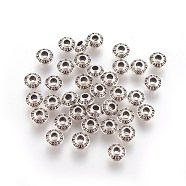 Tibetan Style Alloy Spacer Beads, Cadmium Free & Nickel Free & Lead Free, Rondelle, Antique Silver, 6.5x4mm, Hole: 2mm, about 9521pcs/4069g(LF0725Y-AS-NR)