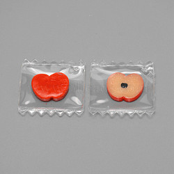 Resin Pendant, with Transparent Plastic bags, Apple, Orange Red, 29~30x29~30x3~3.5mm, Hole: 1.5mm(RESI-WH0025-25)