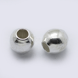 Sterling Silver Spacer Beads, Round, Silver, 3mm, Hole: 1mm(X-STER-K171-44S-3mm)