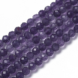 Natural Amethyst Beads Strands, Faceted, Round, 4x3.5~4mm, Hole: 0.4mm, about 97~110pcs/strand, 15~16 inch(40~40.7cm)(X-G-F596-13-4mm)