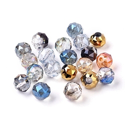 Electroplate Glass Beads Strands, Faceted, Round, Mixed Color, 8mm, Hole: 1mm(EGLA-J015-8mm-M)