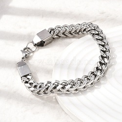 201 Stainless Steel Curb Chain Bracelets for Men, Stainless Steel Color, 8.86 inch(22.5cm)(STAS-T077-09P)