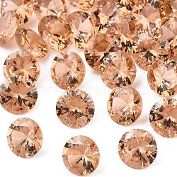 Cubic Zirconia Charms, Faceted, Flat Round, Sandy Brown, 4x2mm, Hole: 0.7mm(ZIRC-N033-C-06)