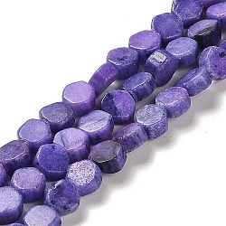 Natural Dolomite Beads Strands, Dyed, Hexagon, Blue Violet, 7x6x3mm, Hole: 1.2mm, about 66pcs/strand, 16.34 inch(41.5cm)(G-F765-G04-01)