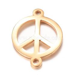 201 Stainless Steel Links connectors, Peace Sign, Golden, 22x16x1mm, Hole: 1.5mm(STAS-S059-22A)