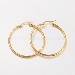 Ring 304 Stainless Steel Big Hoop Earrings, Golden, 12 Gauge, 40x2mm, Pin: 1x0.7mm(X-EJEW-N0016-11G-F)