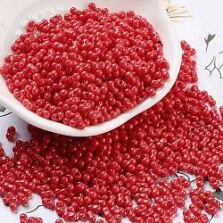 Baking Paint Glass Seed Beads, Peanut, Red, 2~2.5x4x2mm, Hole: 0.8mm, about 15000pcs/pound(SEED-A033-04S)