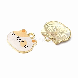 Alloy Enamel Pendants, Cat, Light Gold, Sandy Brown, 18x19.5x2.5mm, Hole: 2mm(ENAM-CJC0011-61F-LG)