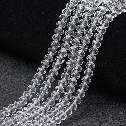 Glass Beads Strands, Faceted, Rondelle, Clear, 3.5x3mm, Hole: 0.4mm, about 123~127pcs/strand, 13.78 inch~14.17 inch(35~36cm)(EGLA-A034-T3mm-D19)