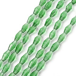 Transparent Glass Beads, Faceted, Bicone, Lime Green, 8x4mm, Hole: 0.8mm, about 70pcs/Strand, 22.99''(58.4cm)(GLAA-P001-01A-02)