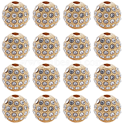 20Pcs Alloy Rhinestone Beads, Round, Golden, 8x8mm, Hole: 1.5mm(FIND-PA0001-21)