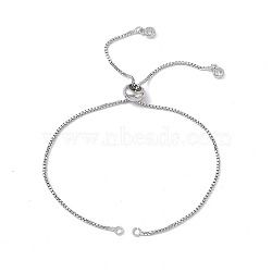 Brass Box Chains Slider Bracelet Makings, with Crystal Rhinestone Chains Tab, Platinum, 9-7/8 inch(25.2cm), Hole: 1.8mm(KK-E068-VD012-1)