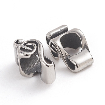 304 Stainless Steel Beads, Large Hole Beads, Treble Clef, Antique Silver, 14x6.8x8.2mm, Hole: 5.8mm