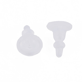 Silicone Ear Nuts, Earring Backs, for Stud Earring Making, Clear, 11x8x8mm, Hole: 0.7mm