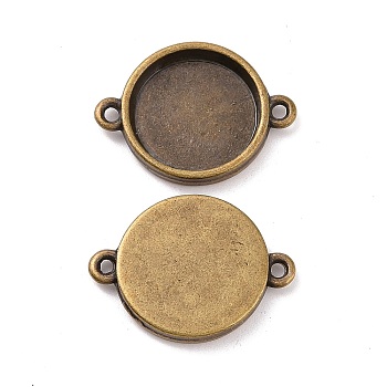 Tibetan Style Connector Cabochon Setting, Antique Bronze, Lead Free & Cadmium Free & Nickel Free, Flat Round, Tray: 15mm, 25x18x3mm, Hole: 2mm