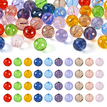 Pandahall 40Pcs 10 Colors Imitation Austrian Crystal Beads, Grade AAA, Faceted, Round, Mixed Color, 10mm, Hole: 0.9~1mm, 4pcs/color