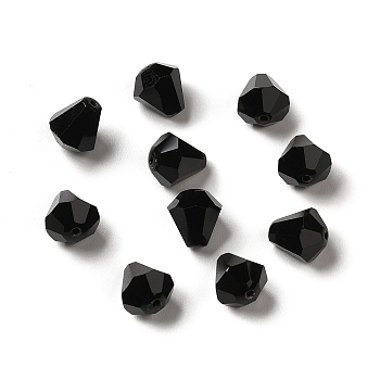 Glass Imitation Austrian Crystal Beads, Faceted, Diamond, Black, 8x7.5mm, Hole: 0.9mm