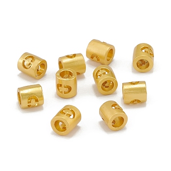 Alloy Hollow Pendant Beads, Barrel with Letter, Matte Gold Color, Letter.O, 6.5x5mm, Hole: 3.5mm